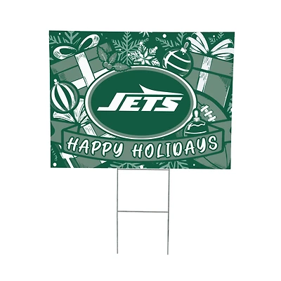 New York Jets 24" x 18" Happy Holidays Christmas Outdoor Staked Yard Sign