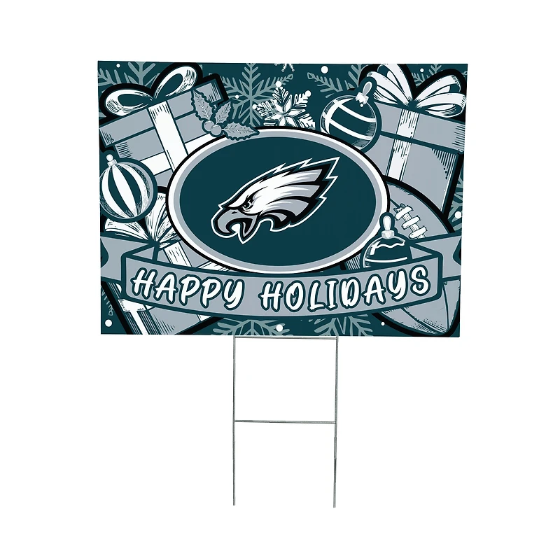 Philadelphia Eagles 24" x 18" Happy Holidays Christmas Outdoor Staked Yard Sign
