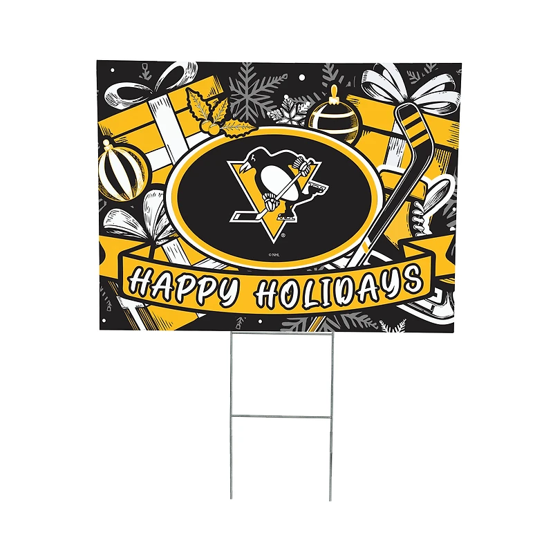 Pittsburgh Penguins 24" x 18" Happy Holidays Christmas Outdoor Staked Yard Sign