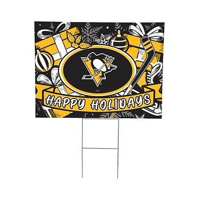 Pittsburgh Penguins 24" x 18" Happy Holidays Christmas Outdoor Staked Yard Sign