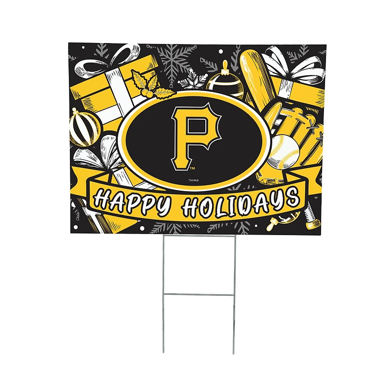 Pittsburgh Pirates 24" x 18" Happy Holidays Christmas Outdoor Staked Yard Sign