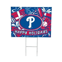 Philadelphia Phillies 24" x 18" Happy Holidays Christmas Outdoor Staked Yard Sign