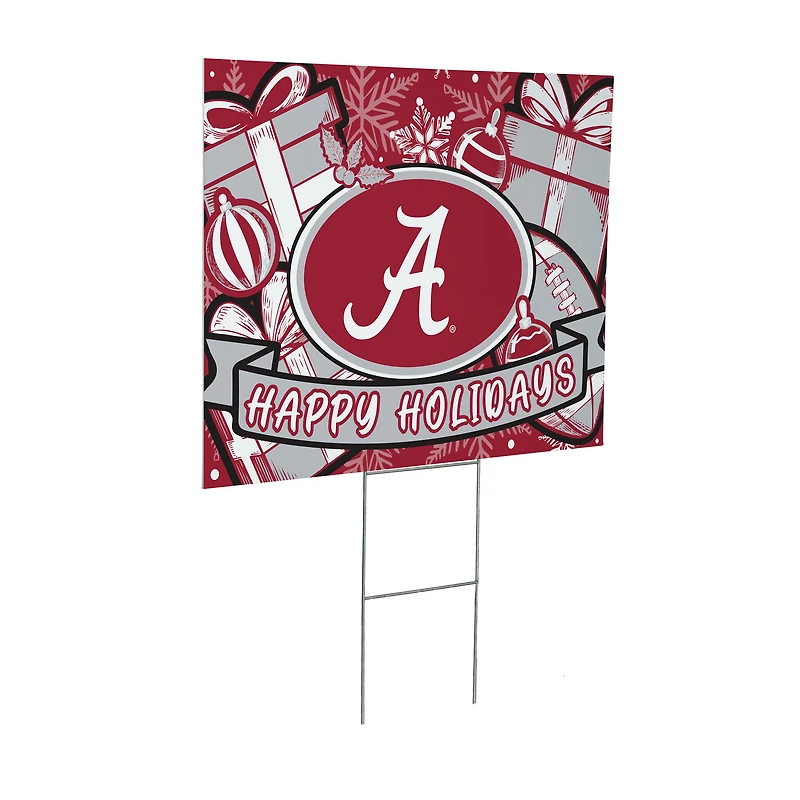 Alabama Crimson Tide 24" x 18" Happy Holidays Christmas Outdoor Staked Yard Sign