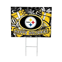 Pittsburgh Steelers 24" x 18" Happy Holidays Christmas Outdoor Staked Yard Sign
