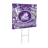 TCU Horned Frogs 24" x 18" Happy Holidays Christmas Outdoor Staked Yard Sign
