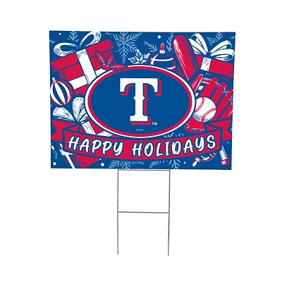 Texas Rangers 24" x 18" Happy Holidays Christmas Outdoor Staked Yard Sign