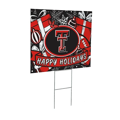 Texas Tech Red Raiders 24" x 18" Happy Holidays Christmas Outdoor Staked Yard Sign