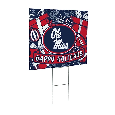 Ole Miss Rebels 24" x 18" Happy Holidays Christmas Outdoor Staked Yard Sign
