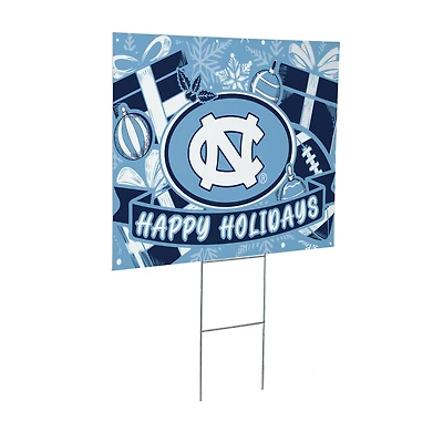 North Carolina Tar Heels 24" x 18" Happy Holidays Christmas Outdoor Staked Yard Sign