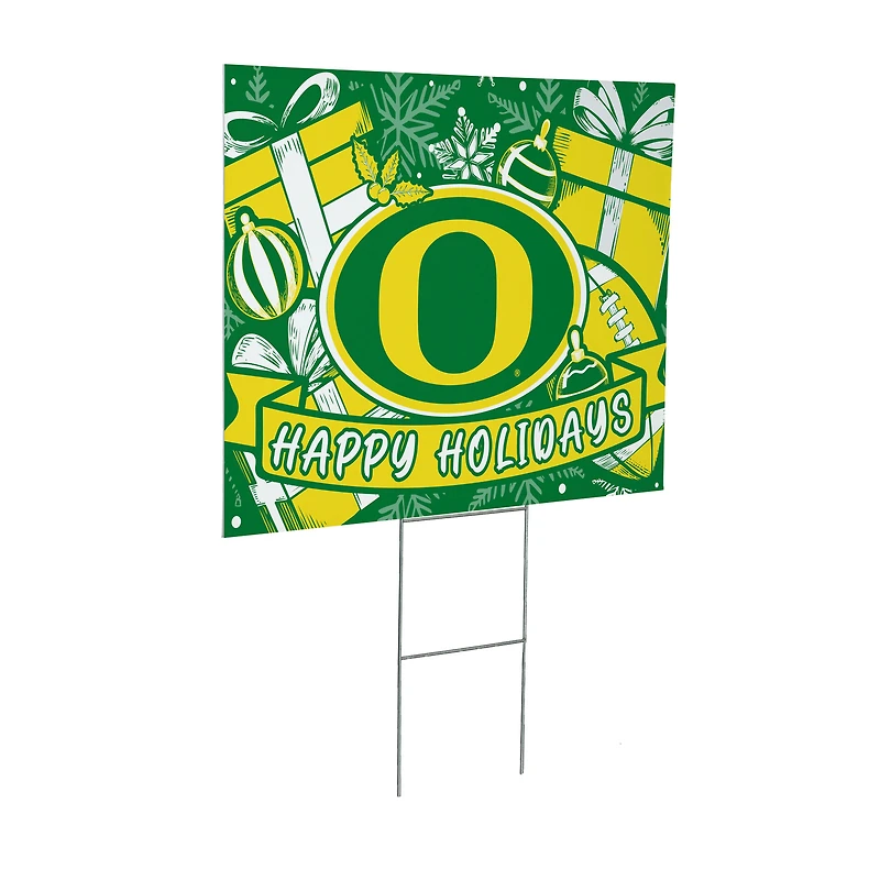 Oregon Ducks 24" x 18" Happy Holidays Christmas Outdoor Staked Yard Sign