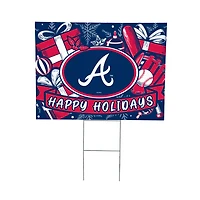 Atlanta Braves 24" x 18" Happy Holidays Christmas Outdoor Staked Yard Sign