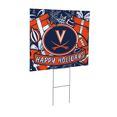 Virginia Cavaliers 24" x 18" Happy Holidays Christmas Outdoor Staked Yard Sign
