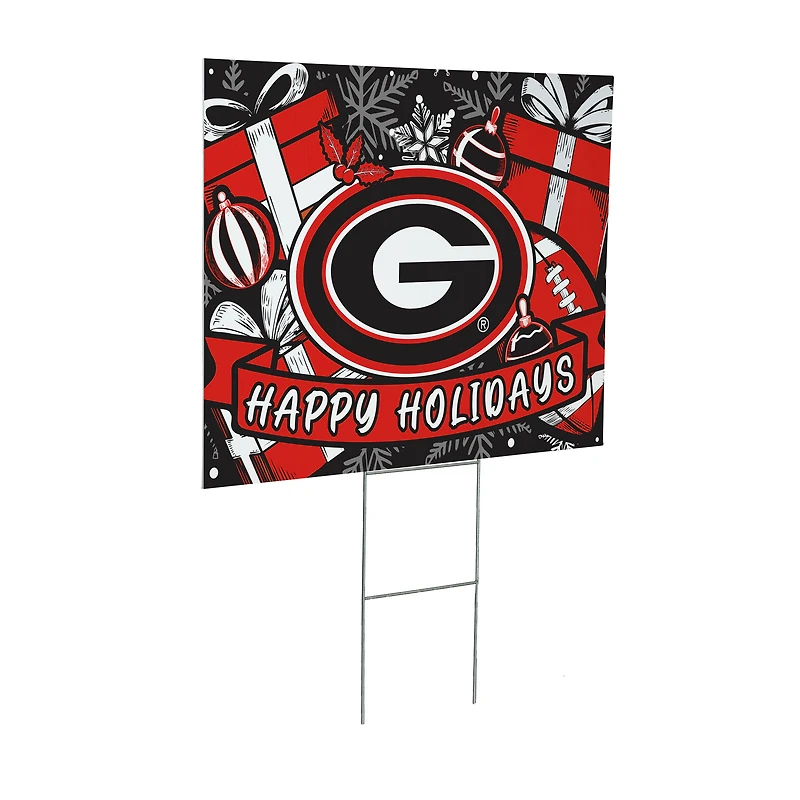 Georgia Bulldogs 24" x 18" Happy Holidays Christmas Outdoor Staked Yard Sign