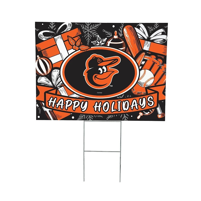 Baltimore Orioles 24" x 18" Happy Holidays Christmas Outdoor Staked Yard Sign