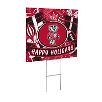 Wisconsin Badgers 24" x 18" Happy Holidays Christmas Outdoor Staked Yard Sign