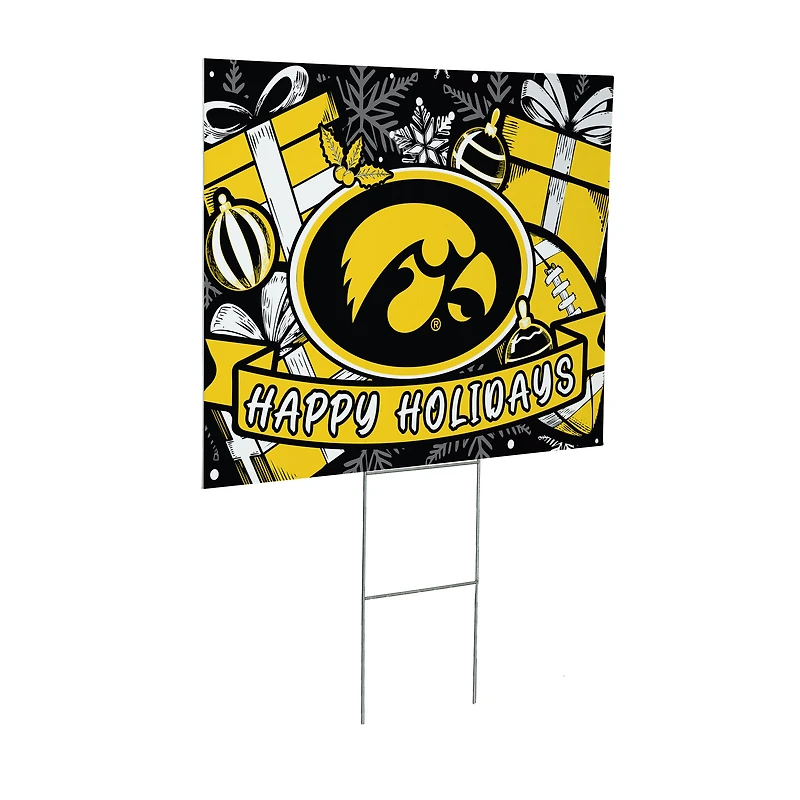 Iowa Hawkeyes 24" x 18" Happy Holidays Christmas Outdoor Staked Yard Sign