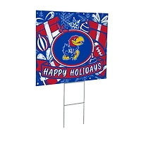 Kansas Jayhawks 24" x 18" Happy Holidays Christmas Outdoor Staked Yard Sign