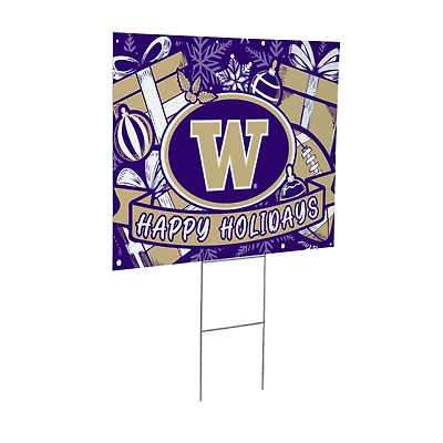 Washington Huskies 24" x 18" Happy Holidays Christmas Outdoor Staked Yard Sign