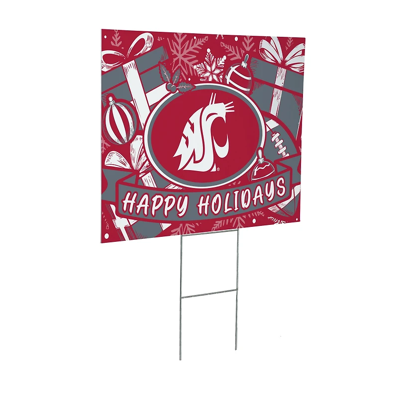 Washington State Cougars 24" x 18" Happy Holidays Christmas Outdoor Staked Yard Sign
