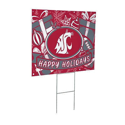 Washington State Cougars 24" x 18" Happy Holidays Christmas Outdoor Staked Yard Sign