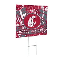 Washington State Cougars 24" x 18" Happy Holidays Christmas Outdoor Staked Yard Sign