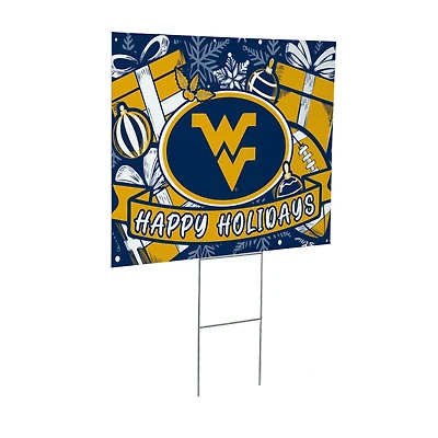 West Virginia Mountaineers 24" x 18" Happy Holidays Christmas Outdoor Staked Yard Sign