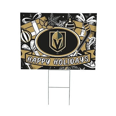 Vegas Golden Knights 24" x 18" Happy Holidays Christmas Outdoor Staked Yard Sign