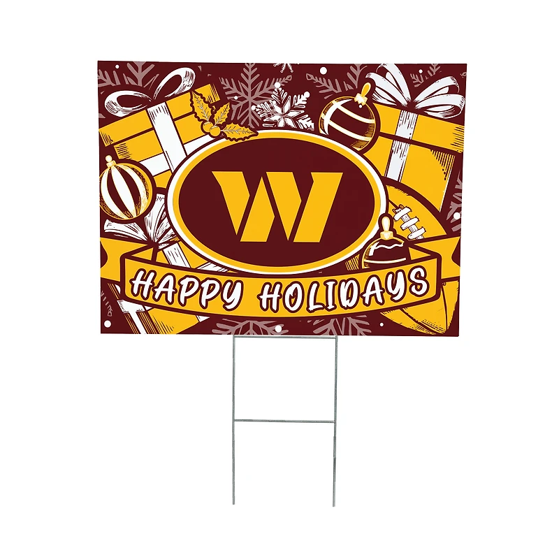 Washington Commanders 24" x 18" Happy Holidays Christmas Outdoor Staked Yard Sign