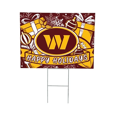 Washington Commanders 24" x 18" Happy Holidays Christmas Outdoor Staked Yard Sign