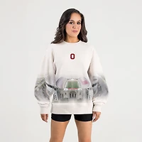 Women's Gameday Couture Natural Ohio State Buckeyes Power Move Stadium Premium Drop Shoulder Sweatshirt
