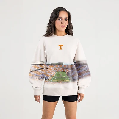 Women's Gameday Couture Natural Tennessee Volunteers Power Move Stadium Premium Drop Shoulder Sweatshirt