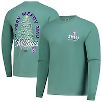 Men's Image One Light Green James Madison Dukes Holiday Long Sleeve T-Shirt