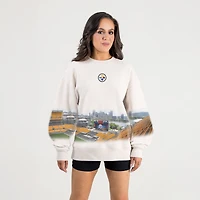 Women's Gameday Couture Natural Pittsburgh Steelers Power Move Stadium Premium Drop Shoulder Sweatshirt