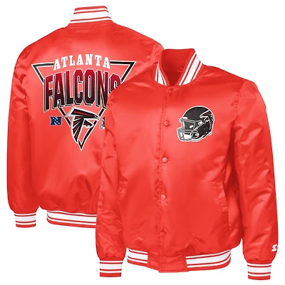 Men's Starter  Red Atlanta Falcons Printed Triangle Graphic Satin Full-Snap Varsity Jacket