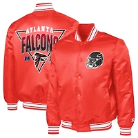 Men's Starter  Red Atlanta Falcons Printed Triangle Graphic Satin Full-Snap Varsity Jacket
