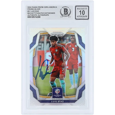 Luis Diaz Colombia National Team Autographed 2024 Panini Prizm Copa America Silver Prizm #51 Beckett Fanatics Witnessed Authenticated Auto 10 Card