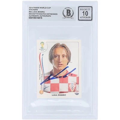 Luka Modric Croatia National Team Autographed 2014 Panini FIFA World Cup Sticker #62 Beckett Fanatics Witnessed Authenticated 10 Card