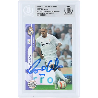 Ronaldo Real Madrid Autographed 2006-07 Panini Megacracks La Liga #197 Beckett Fanatics Witnessed Authenticated Card
