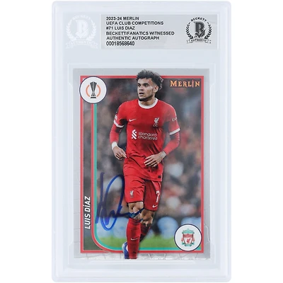 Luis Diaz Liverpool Autographed 2023-24 Topps Merlin UEFA #71 Beckett Fanatics Witnessed Authenticated Card