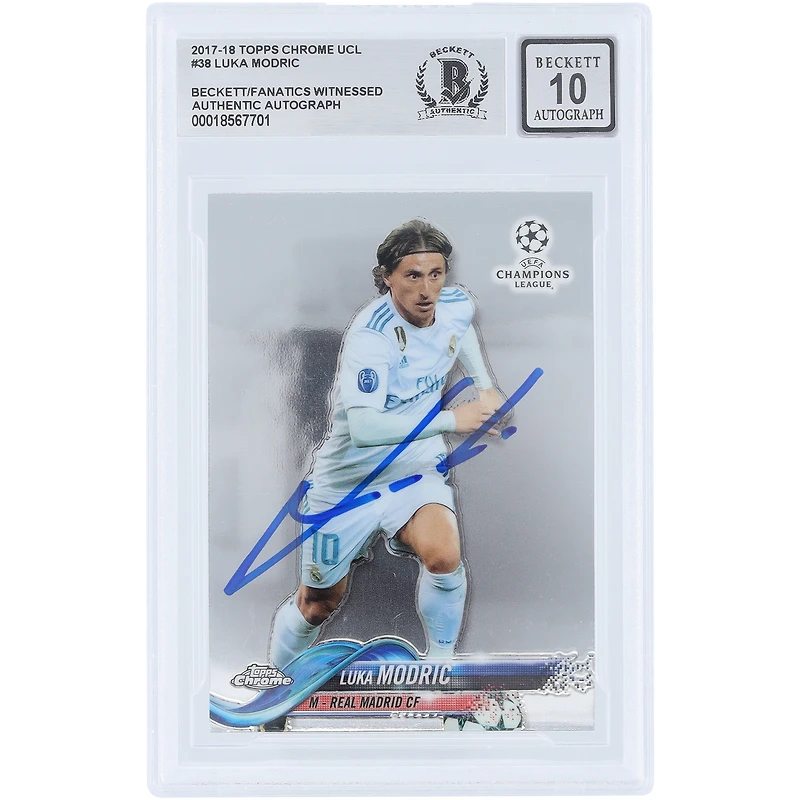 Luka Modric Real Madrid Autographed 2017-18 Topps Chrome UEFA #38 Beckett Fanatics Witnessed Authenticated 10 Card