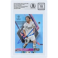 Luka Modric Real Madrid Autographed 2022-23 Topps Finest UEFA Sky Blue Refractor #26 #/275 Beckett Fanatics Witnessed Authenticated 10 Card