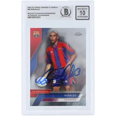 Ronaldo Barcelona Autographed 2022-23 Topps FC Barcelona Chrome #83 Beckett Fanatics Witnessed Authenticated Auto 10 Card