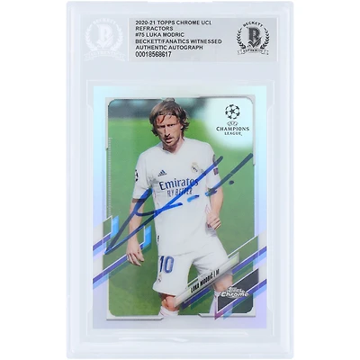 Luka Modric Real Madrid Autographed 2020-21 Topps Chrome UEFA Refractor #75 Beckett Fanatics Witnessed Authenticated Card