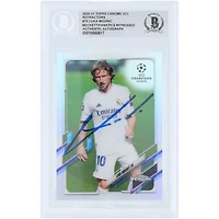 Luka Modric Real Madrid Autographed 2020-21 Topps Chrome UEFA Refractor #75 Beckett Fanatics Witnessed Authenticated Card