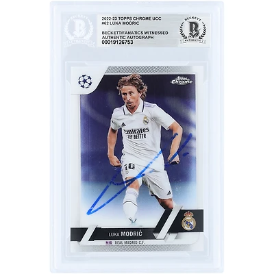 Luka Modric Real Madrid Autographed 2022-23 Topps Chrome UEFA #62 Beckett Fanatics Witnessed Authenticated Card