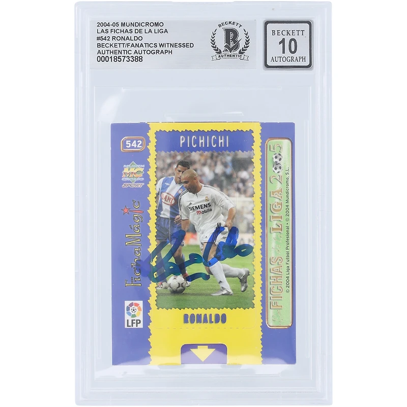 Ronaldo Real Madrid Autographed 2004-05 Mundicromo Las Fichas De La Liga #542 Beckett Fanatics Witnessed Authenticated Auto 10 Card