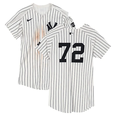 Jose Caballero New York Yankees Game-Used #72 White Pinstripe Nike Jersey vs. Chicago White Sox on September 23, 2025