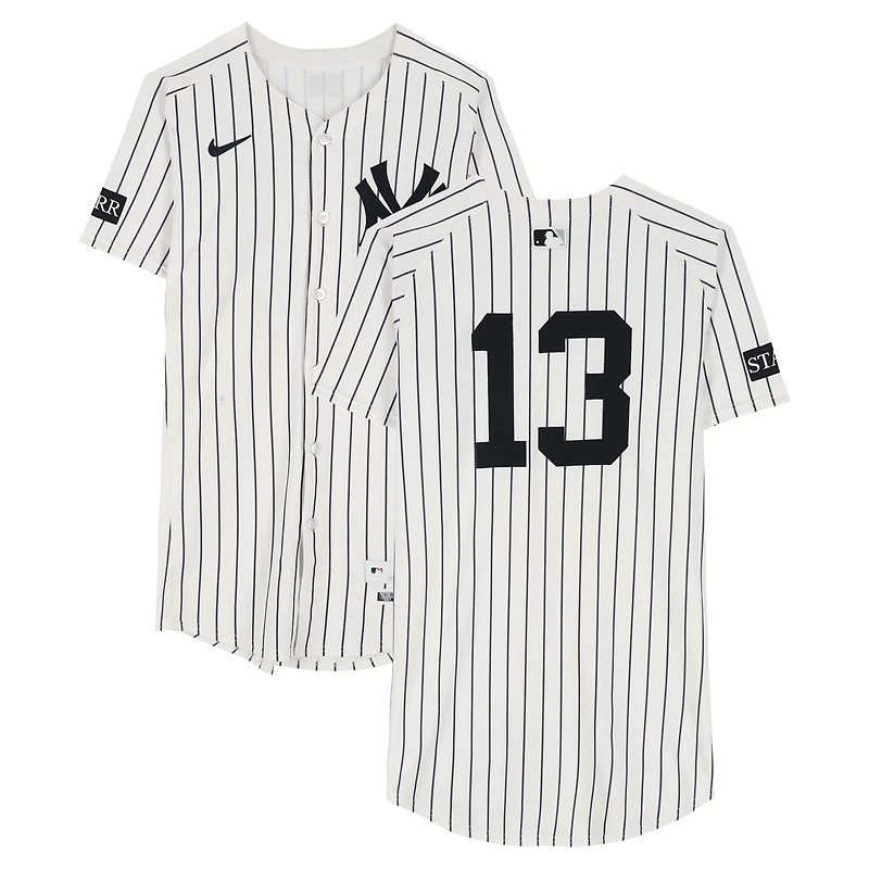 Jazz Chisholm Jr. New York Yankees Game-Used #13 White Pinstripe Nike Jersey vs. Baltimore Orioles on September 28, 2025