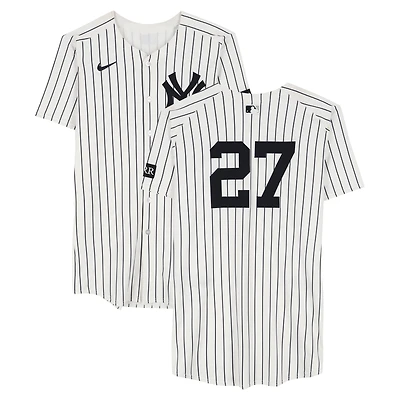 Giancarlo Stanton New York Yankees Game-Used #27 White Pinstripe Nike Jersey vs. Baltimore Orioles on September 28, 2025