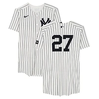 Giancarlo Stanton New York Yankees Game-Used #27 White Pinstripe Nike Jersey vs. Baltimore Orioles on September 28, 2025
